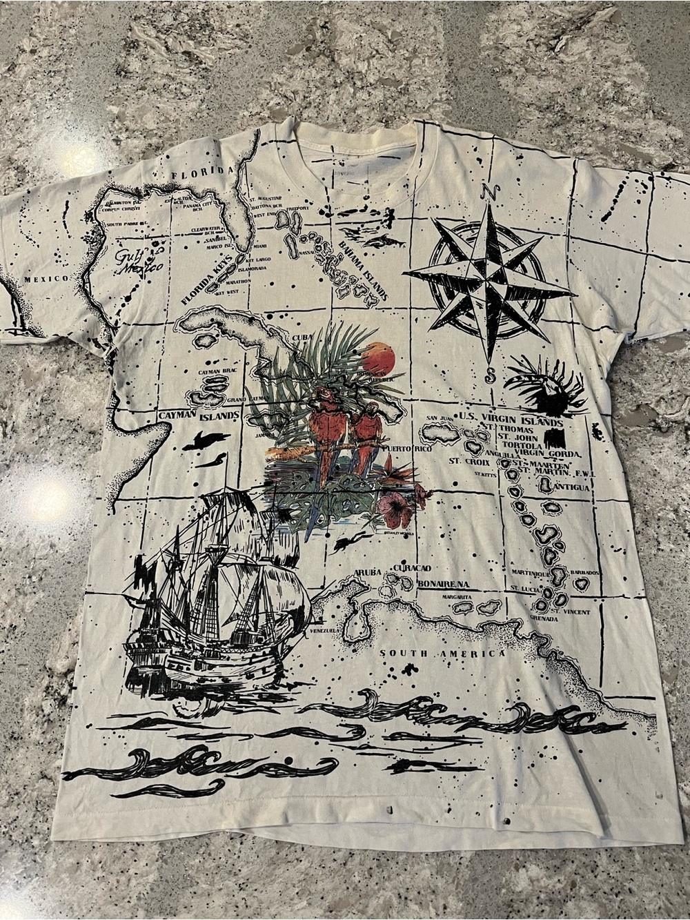 Vintage 90s Island Map AOP Tee